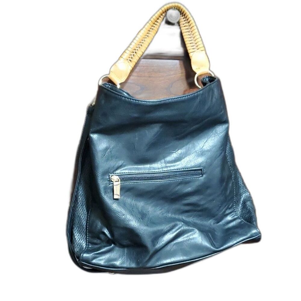Black Leather Like Slouchy CROSSBODY  HOBO Women's Bag Braided HANDLE